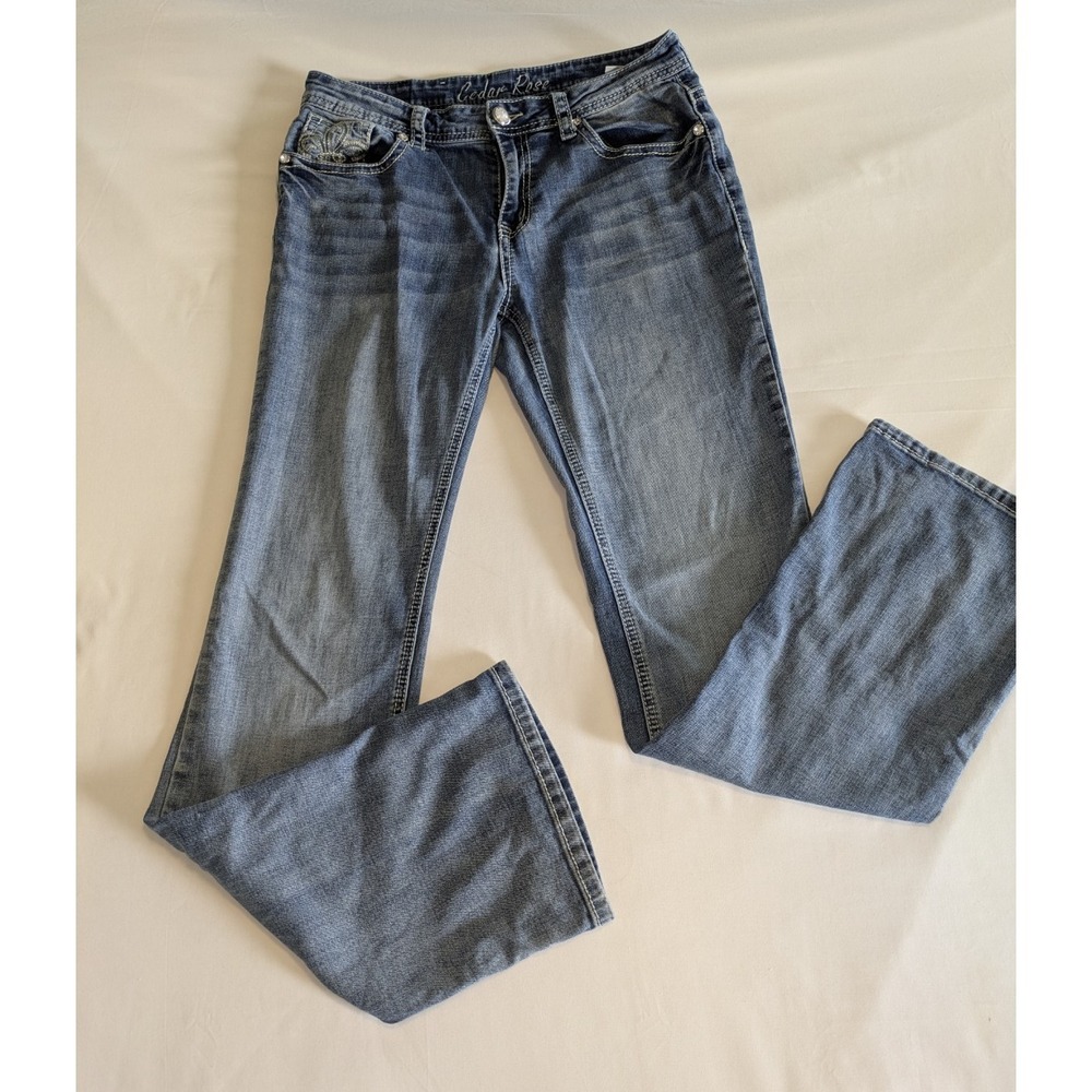 Cedar Rose Bootcut Jeans‎ Size 29 Blue Mid Rise Stretch Denim Thick Stitch